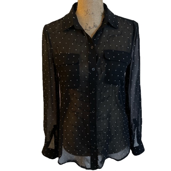 Old Navy Polka Dot Botton Down Sheer Blouse - Picture 1 of 3